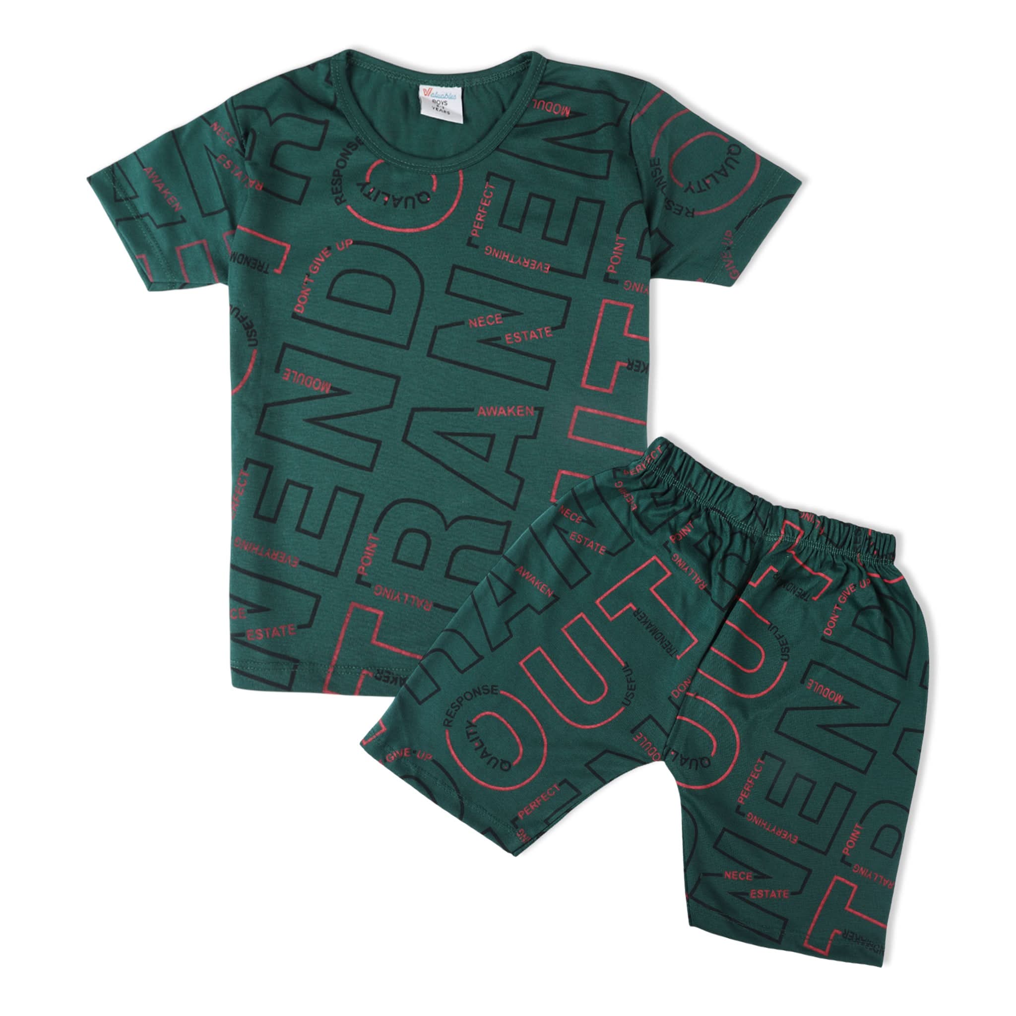 Boys Half Sleeves Suit - Dark Green, Boys Sets & Suits, Chase Value, Chase Value