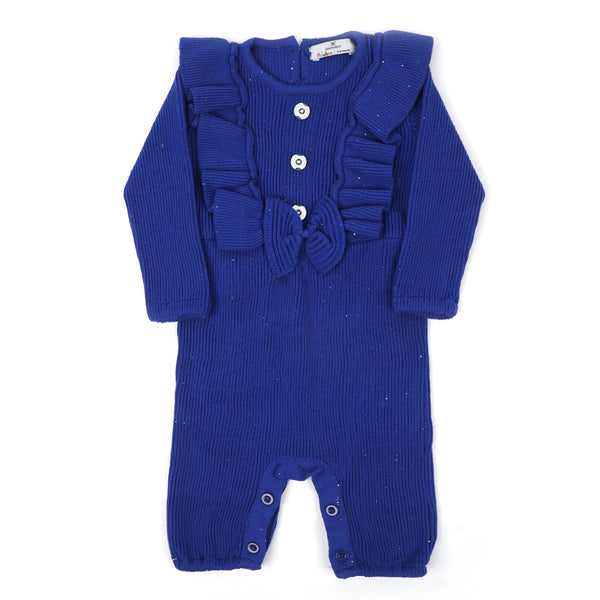 Newborn Girls Full Sleeves Rompers - Royal Blue