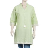 Women's Embroidered Stitched Kurti - Pista Green, Women Ready Kurtis, Chase Value, Chase Value