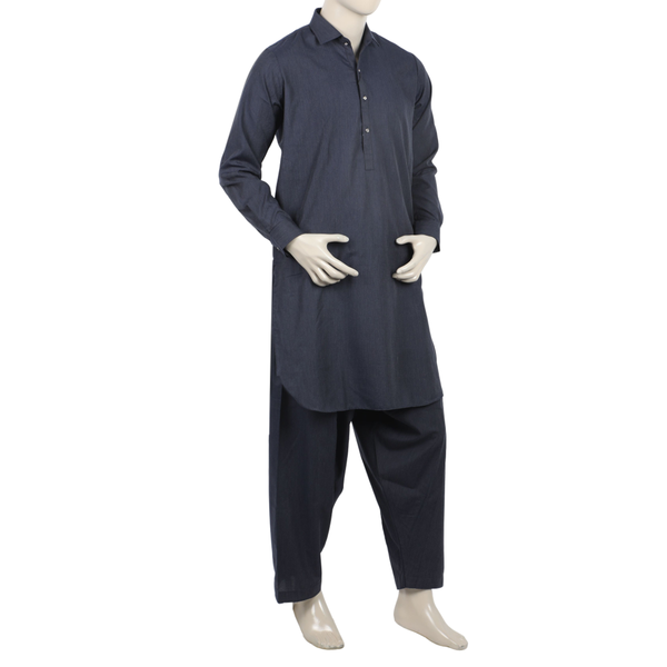 Eminent Men's Trim Fit Shalwar Suit - Navy Blue