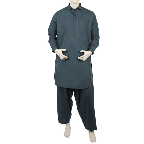 Eminent Men's Trim Fit Shalwar Suit - Dark Green