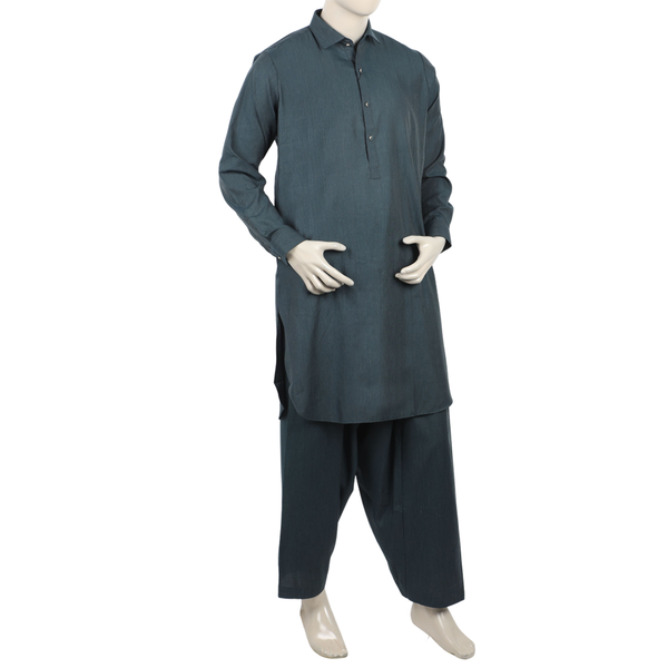 Eminent Men's Trim Fit Shalwar Suit - Dark Green