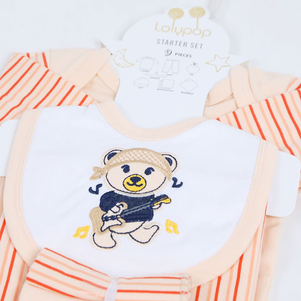 Newborn Boys Starter Gitter Set Pack of 9 - Peach, Newborn Boys Sets & Suits, Chase Value, Chase Value