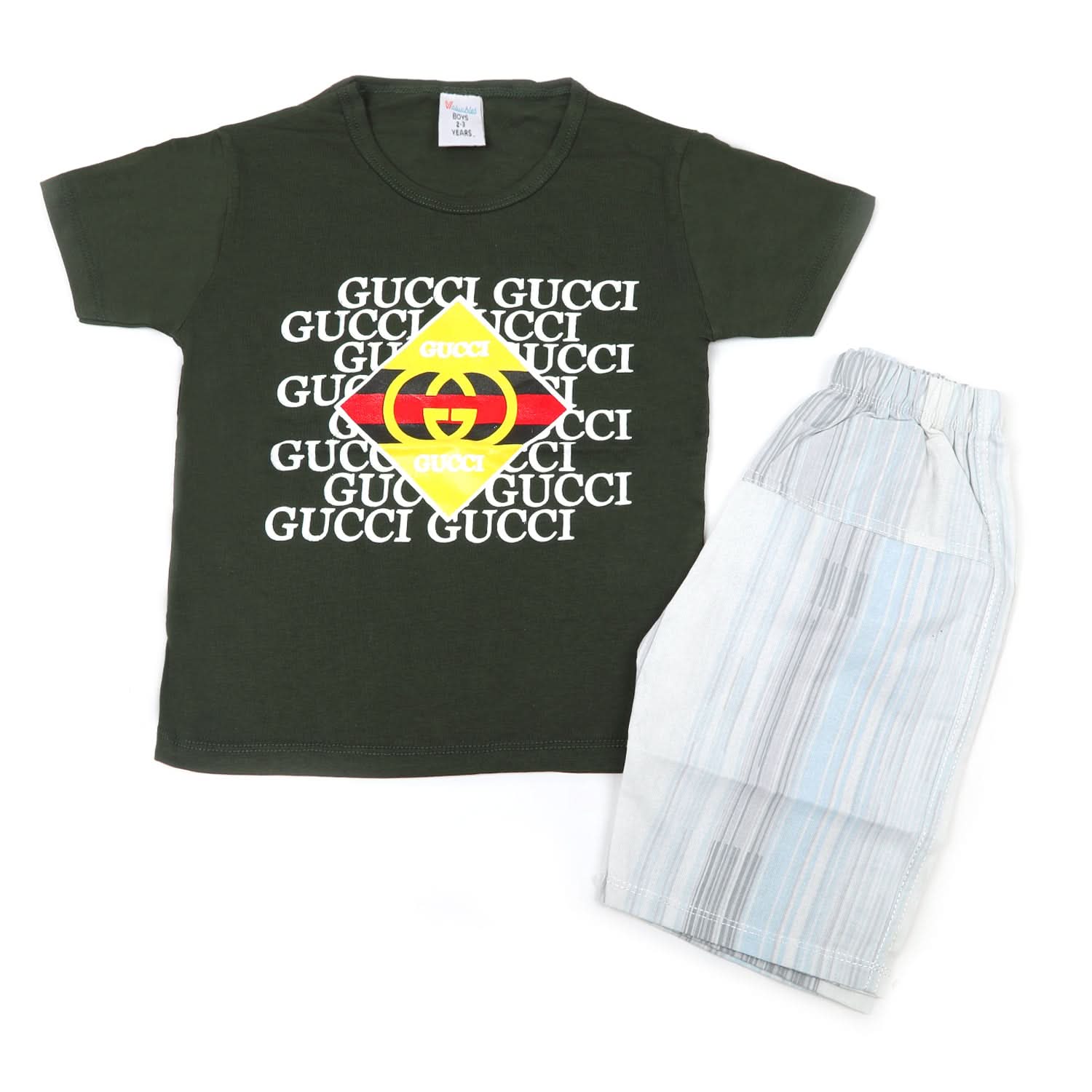 Boys Half Sleeves Short Suit - Olive Green, Boys Sets & Suits, Chase Value, Chase Value