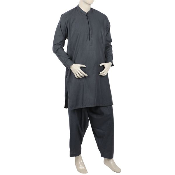 Eminent Men's Trim Fit Shalwar Suit - Charcoal