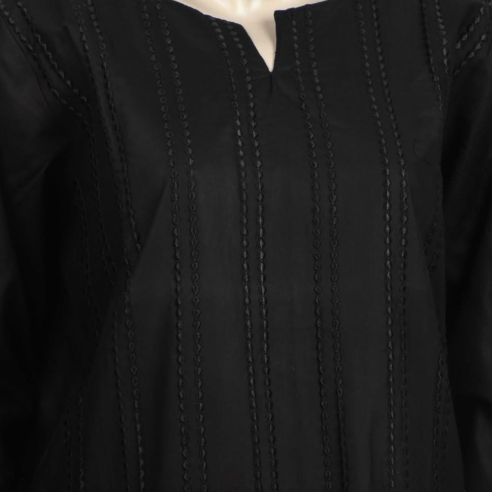 Women's Embroidered 3Pcs Stitched Shalwar Suit - Black, Women Shalwar Suits, Chase Value, Chase Value