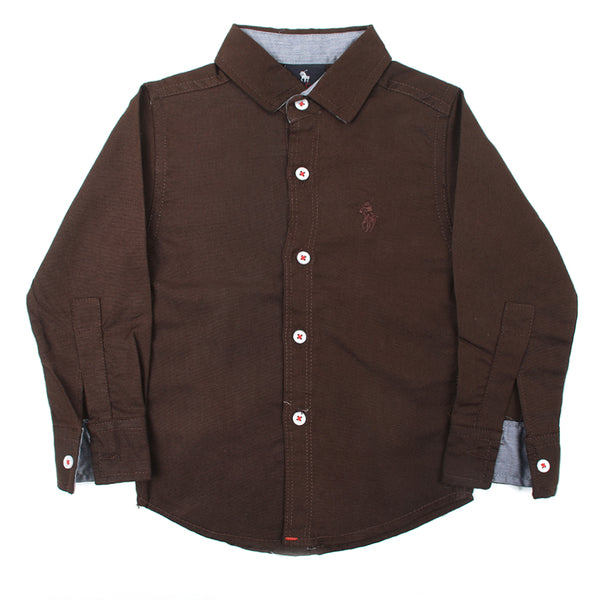 Boys Full Sleeves Chambray Shirt - Brown