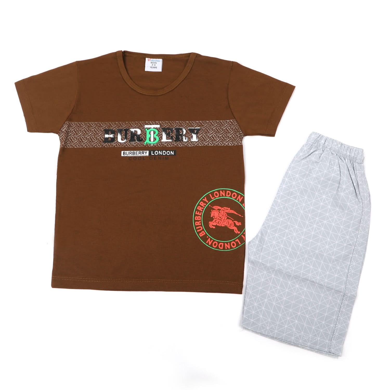 Boys Half Sleeves Short Suit - Brown, Boys Sets & Suits, Chase Value, Chase Value