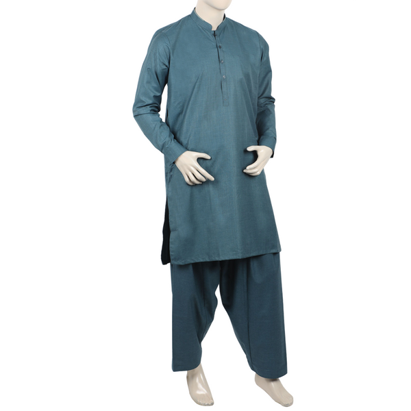 Eminent Men's Trim Fit Shalwar Suit - Emerald Green