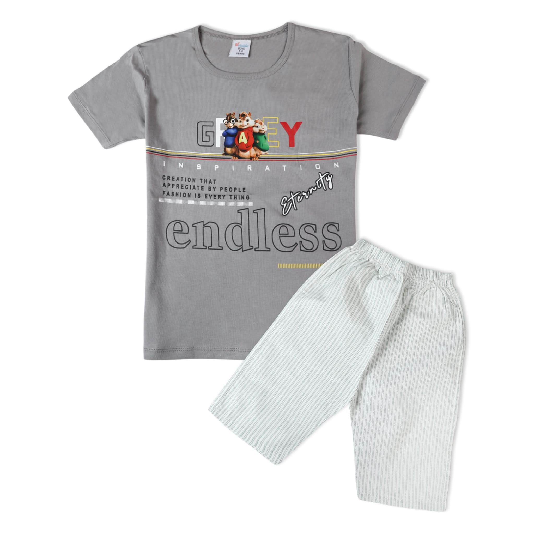 Valuable Boys Half Sleeves Short Suit - Grey, Boys Sets & Suits, Chase Value, Chase Value