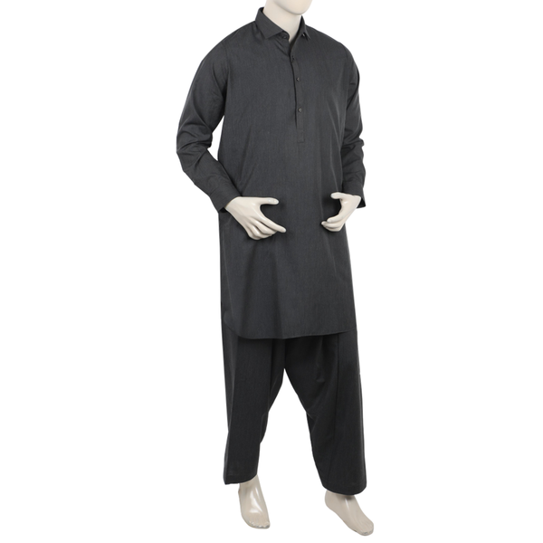 Eminent Men's Trim Fit Shalwar Suit - Charcoal