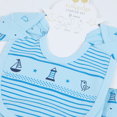 Newborn Starter Boat Print Suit Pack of 9 - Sky Blue, Girls Suits, Chase Value, Chase Value