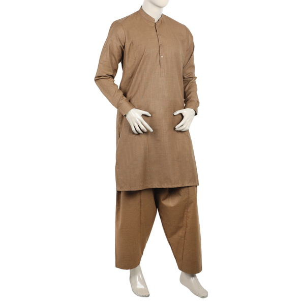 Eminent Men's Trim Fit Shalwar Suit - Tobacco