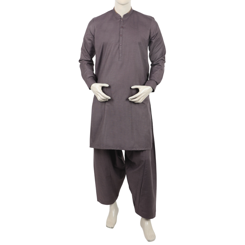 Eminent Men's Trim Fit Shalwar Suit - Plum