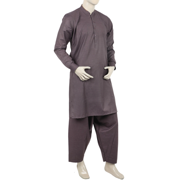 Eminent Men's Trim Fit Shalwar Suit - Plum