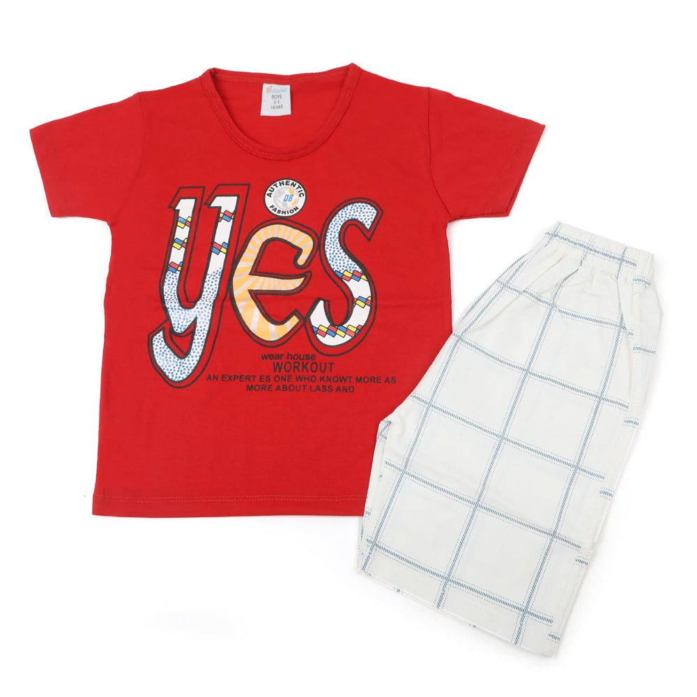 Boys Half Sleeves Short Suit - Red, Boys Sets & Suits, Chase Value, Chase Value