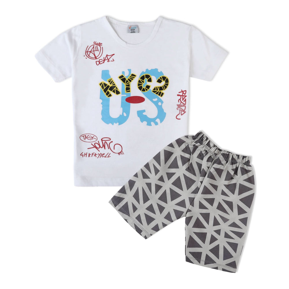 Valuable Boys Half Sleeves Suit - White, Boys Sets & Suits, Chase Value, Chase Value