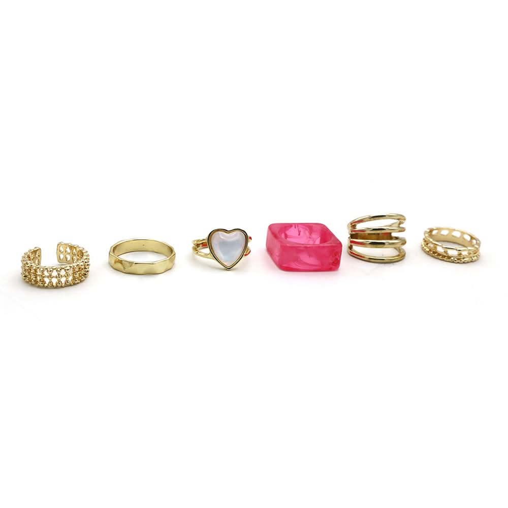 Women's 6Pcs Rings Card, Women Finger Rings, Chase Value, Chase Value