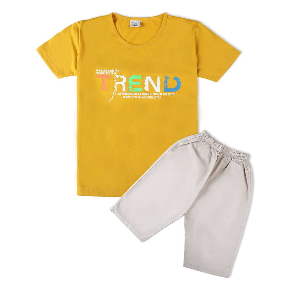 Valuable Boys Half Sleeves Short Suit - Mustard, Boys Sets & Suits, Chase Value, Chase Value