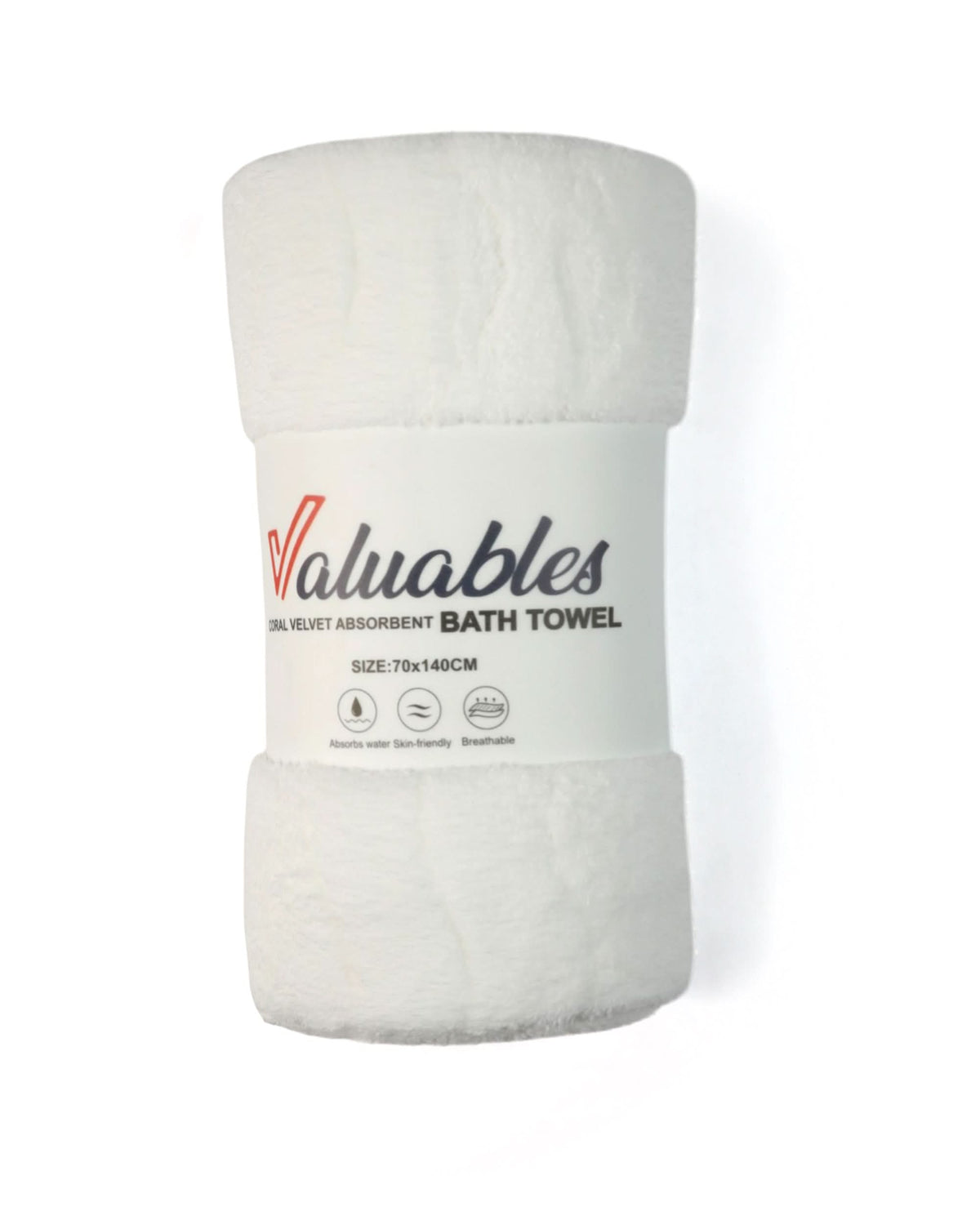 Valuables Fleece Piped Bath Towel- 70×140cm - White, Bath Towels, Chase Value, Chase Value