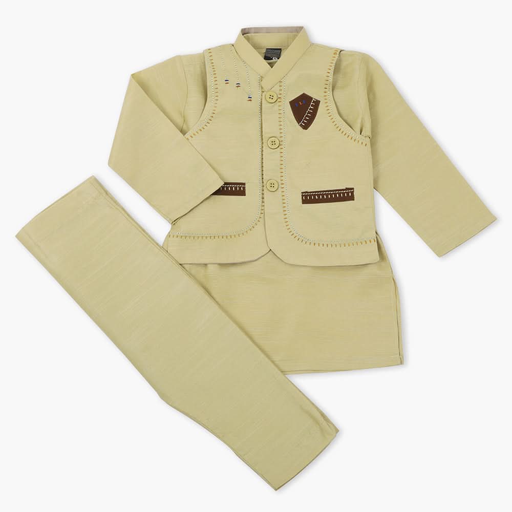 Boys Shalwar Suit With Waistcoat - Light Green, Boys Shalwar Kameez, Chase Value, Chase Value