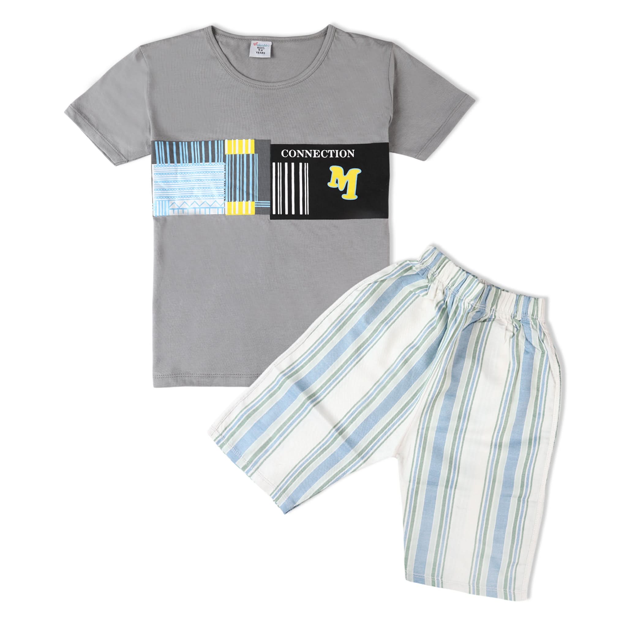 Valuable Boys Half Sleeves Short Suit - Grey, Boys Sets & Suits, Chase Value, Chase Value