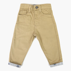 Newborn Girls Cotton Pant - Beige