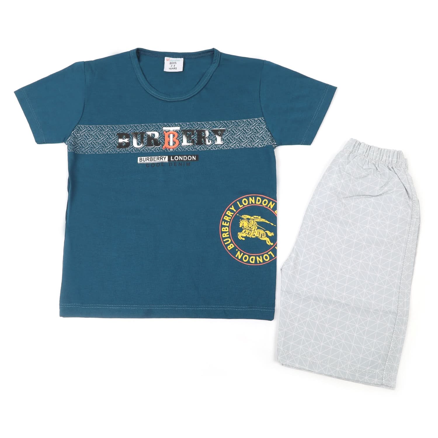 Boys Half Sleeves Short Suit - Steel Blue, Boys Sets & Suits, Chase Value, Chase Value