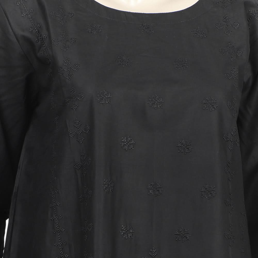 Women's Embroidered 3Pcs Stitched Shalwar Suit - Black, Women Shalwar Suits, Chase Value, Chase Value