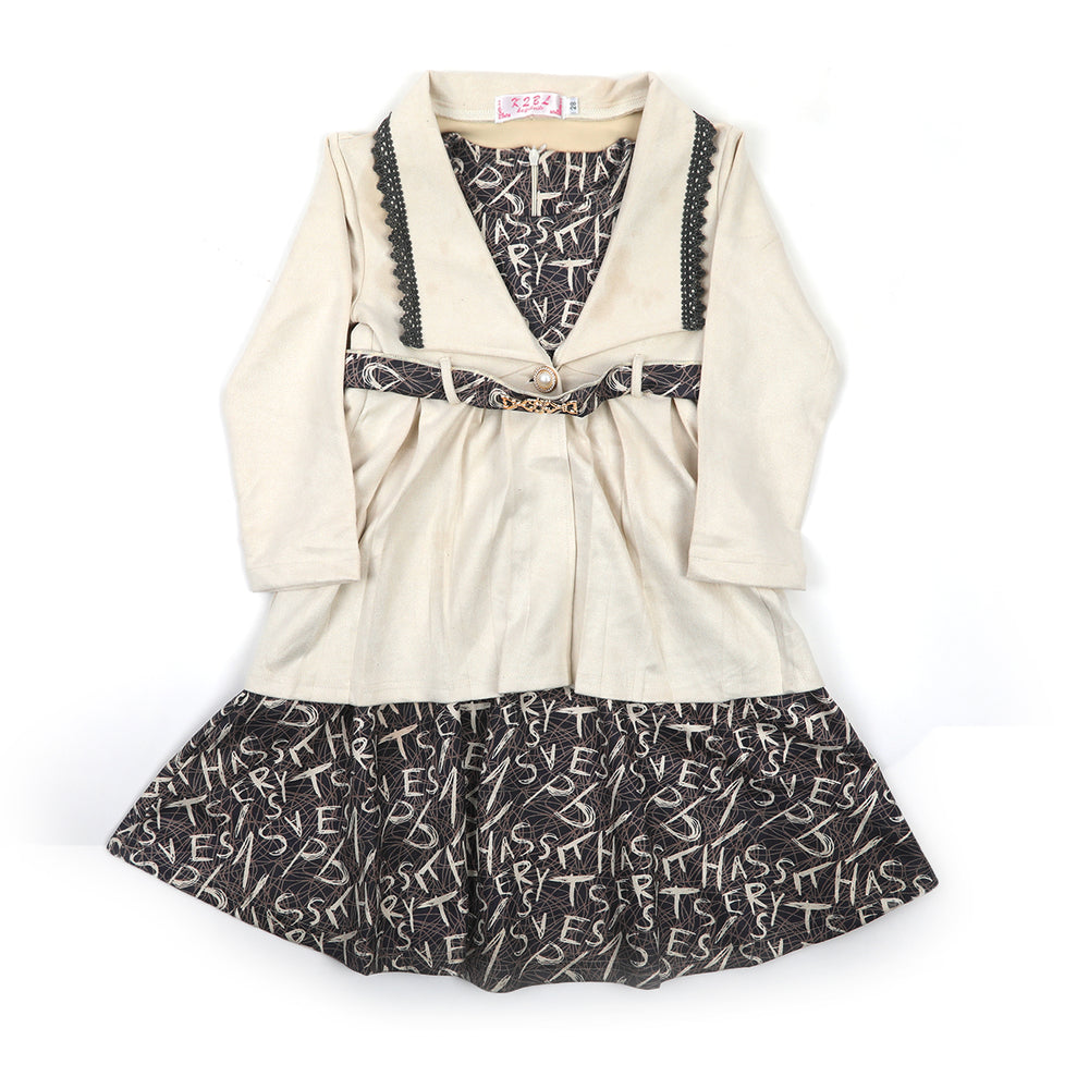 Girls Full Sleeves Frock - Grey, Girls Frocks, Chase Value, Chase Value