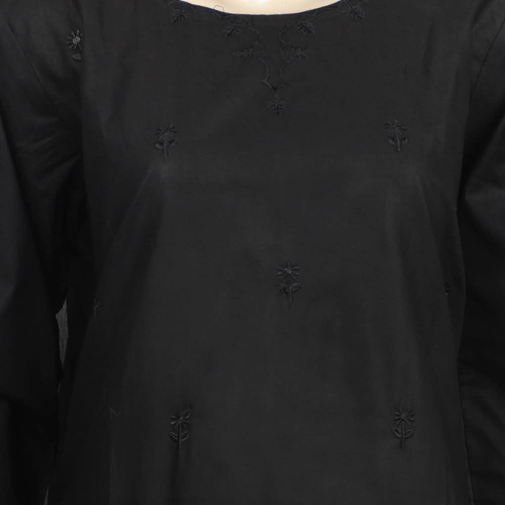 Women's Embroidered 3Pcs Stitched Shalwar Suit - Black, Women Shalwar Suits, Chase Value, Chase Value