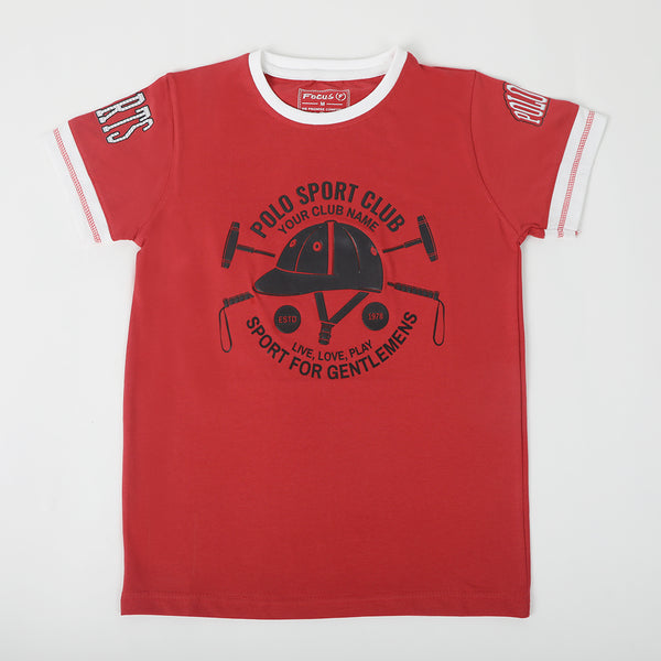 Boys Printed Half Sleeves T-Shirt - Red, Boys T-Shirts, Chase Value, Chase Value