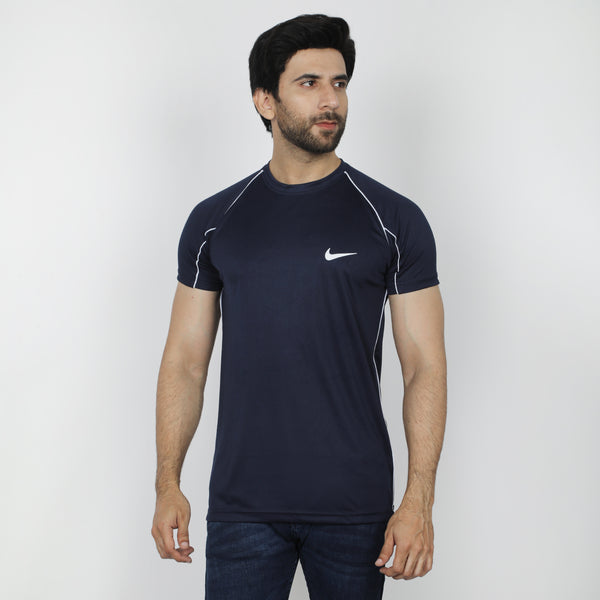 Men's Round Neck Half Sleeves T-Shirt - Navy Blue