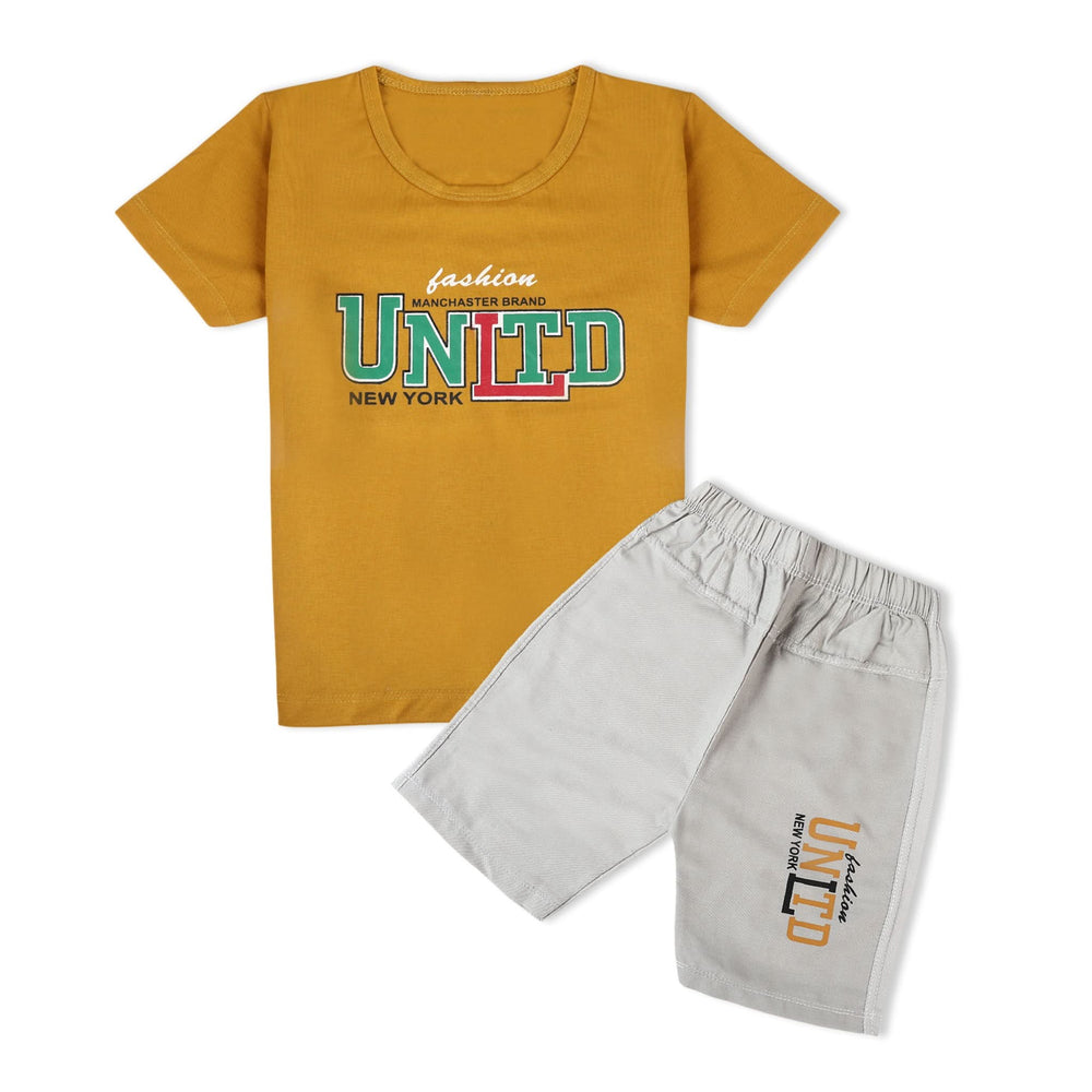 Valuable Boys Half Sleeves Suit - Mustard, Boys Sets & Suits, Chase Value, Chase Value