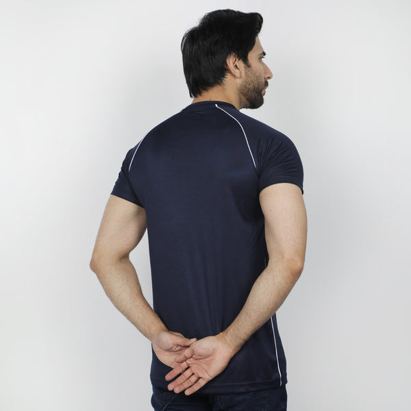 Men's Round Neck Half Sleeves T-Shirt - Navy Blue