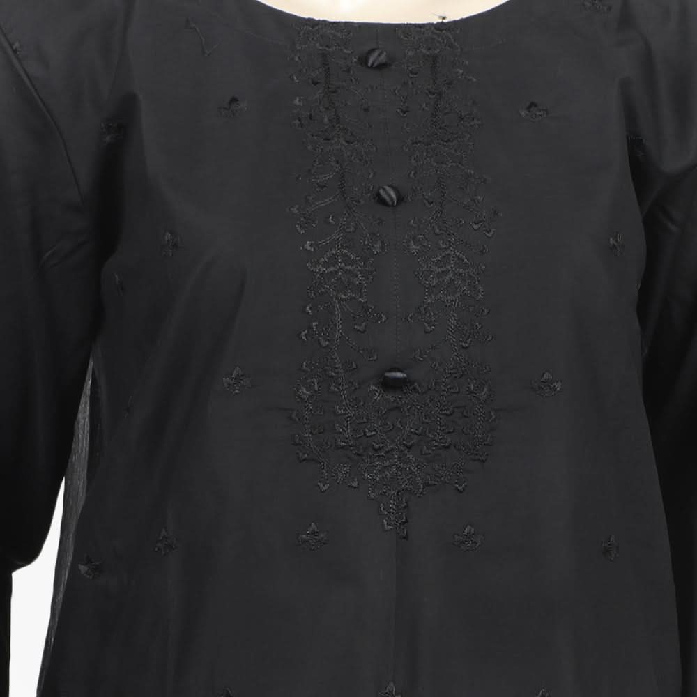 Women's Embroidered 3Pcs Stitched Shalwar Suit - Black, Women Shalwar Suits, Chase Value, Chase Value