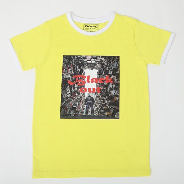 Boys Printed Half Sleeves T-Shirt - Yellow