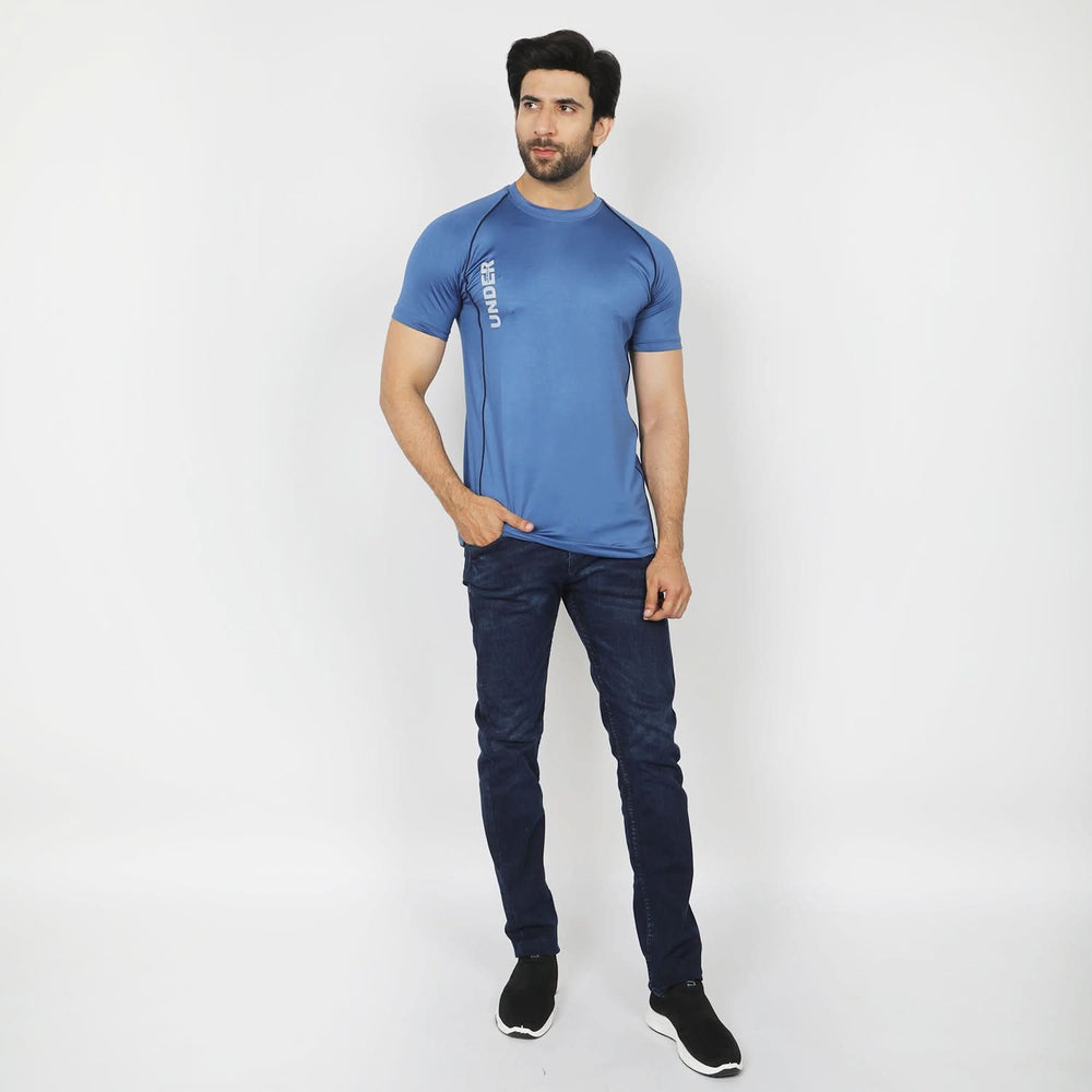 Men's Half Sleeves Round Neck T-Shirt - Blue, Men's T-Shirts & Polos, Chase Value, Chase Value