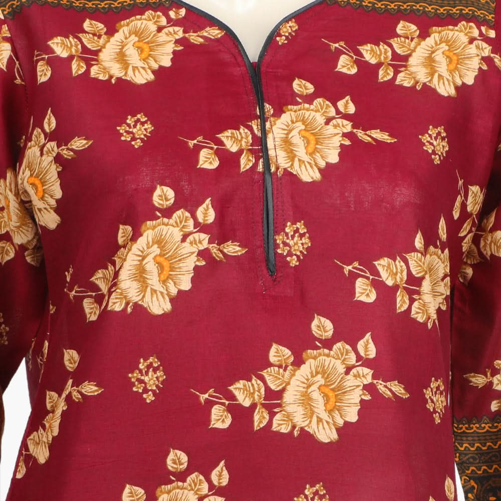 Women's Printed Stitched 2Pcs Shalwar Suit - Maroon, Women Shalwar Suits, Chase Value, Chase Value