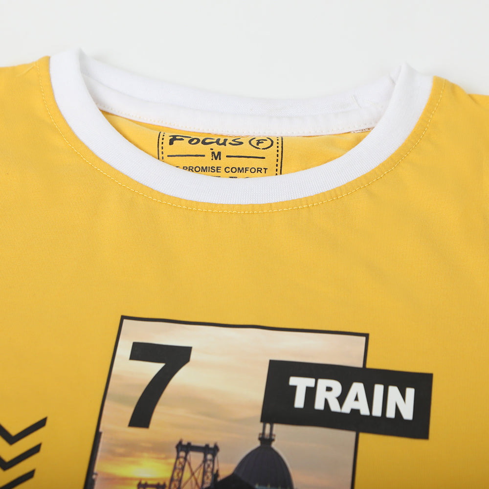 Boys Printed Half Sleeves T-Shirt - Mustard, Boys T-Shirts, Chase Value, Chase Value