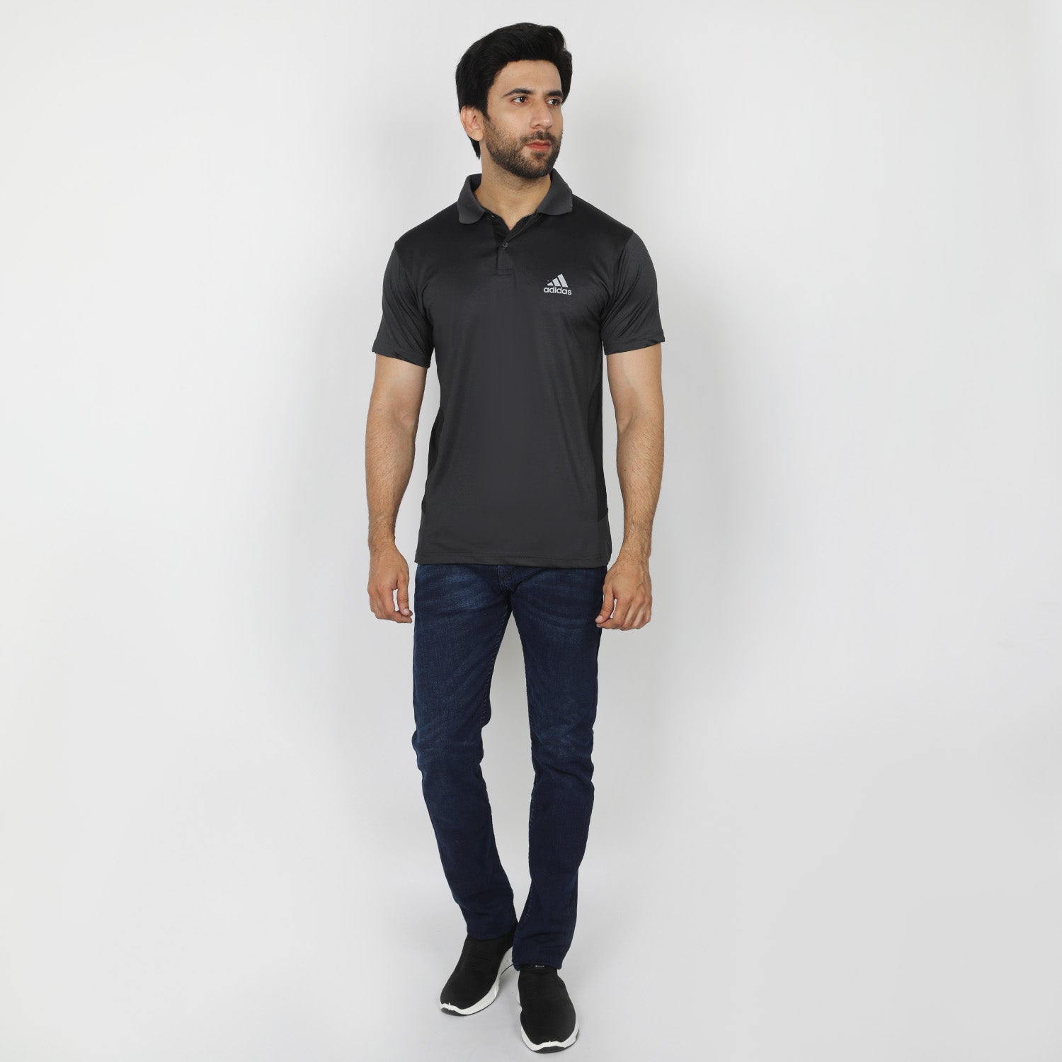 Men's Half Sleeves Polo T-Shirt - Black & Grey, Men's T-Shirts & Polos, Chase Value, Chase Value