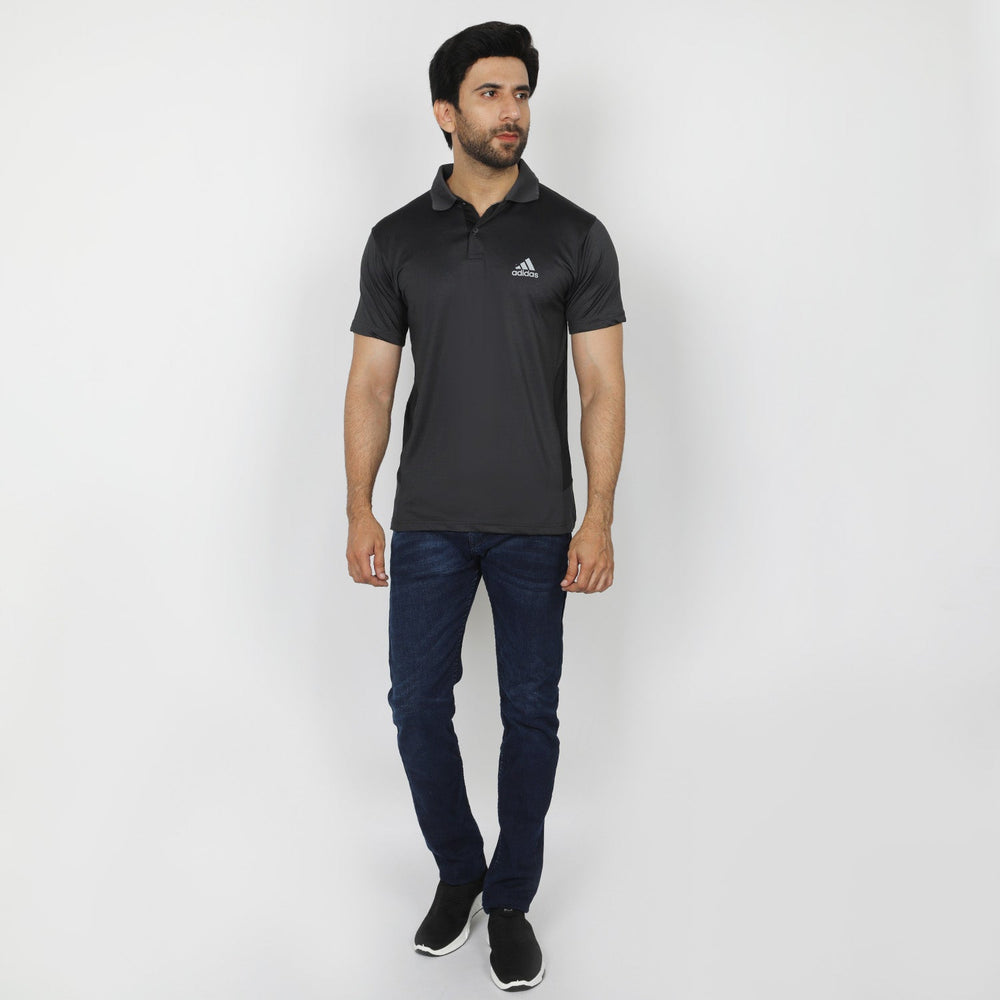 Men's Half Sleeves Polo T-Shirt - Black & Grey, Men's T-Shirts & Polos, Chase Value, Chase Value