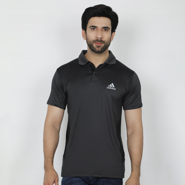 Men's Half Sleeves Polo T-Shirt - Black & Grey