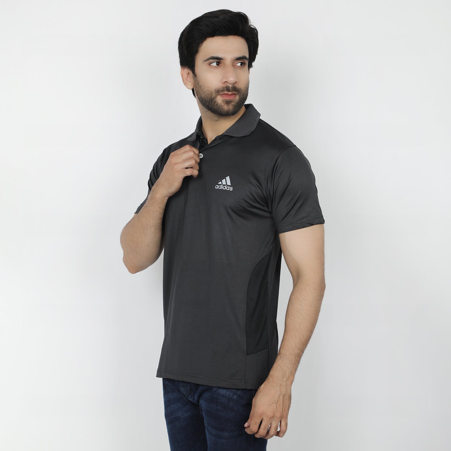 Men's Half Sleeves Polo T-Shirt - Black & Grey, Men's T-Shirts & Polos, Chase Value, Chase Value