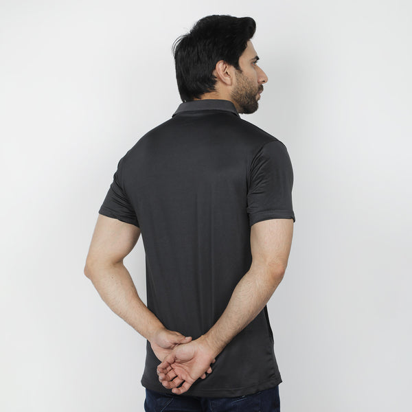 Men's Half Sleeves Polo T-Shirt - Black & Grey