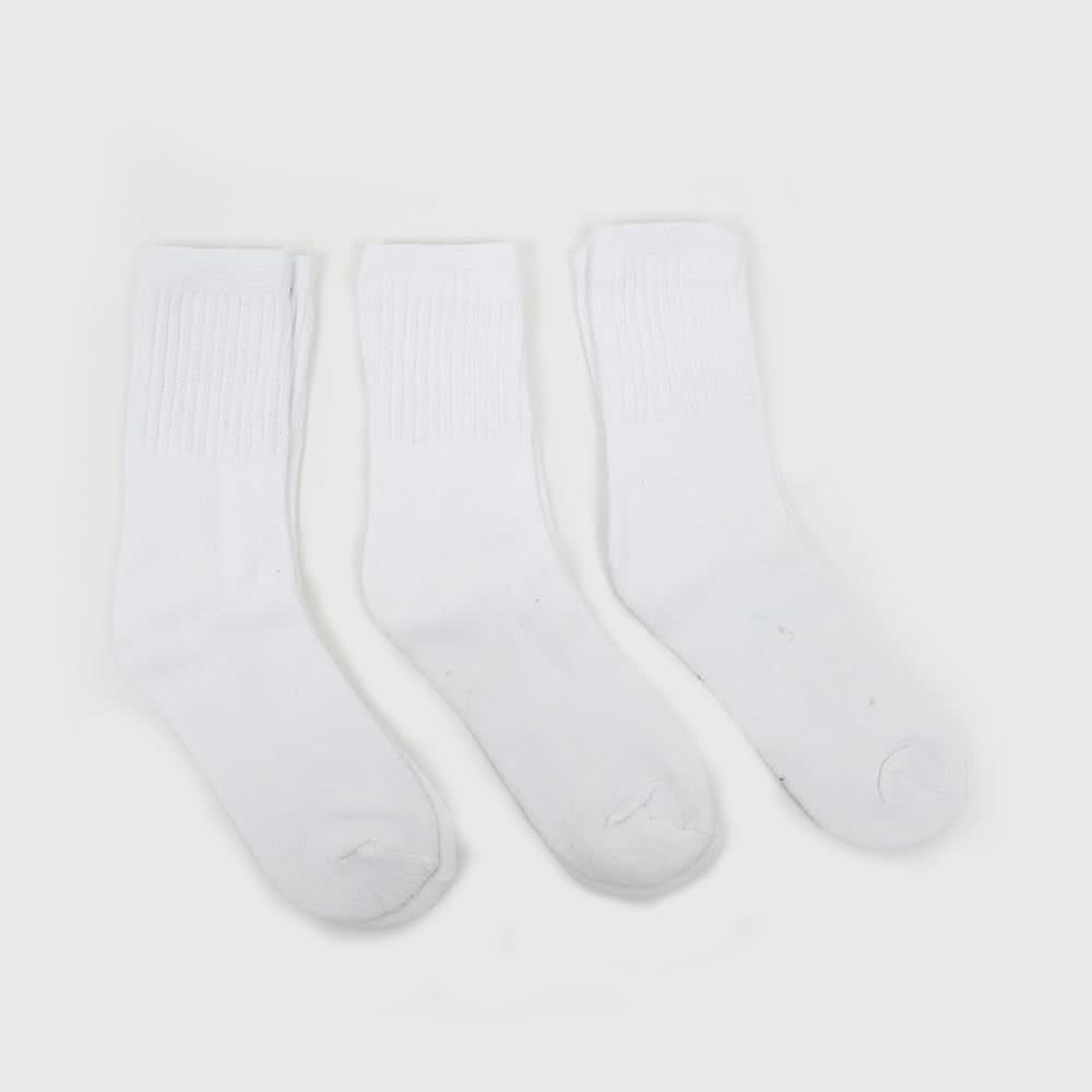 Kids Sports Full Socks 3Pcs - White, Boys Socks, Chase Value, Chase Value