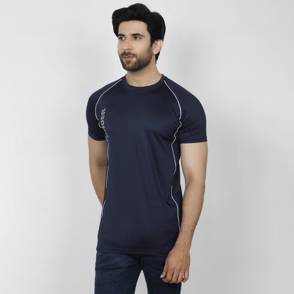 Men's Half Sleeves Round Neck T-Shirt - Navy Blue