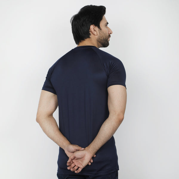 Men's Half Sleeves Round Neck T-Shirt - Navy Blue