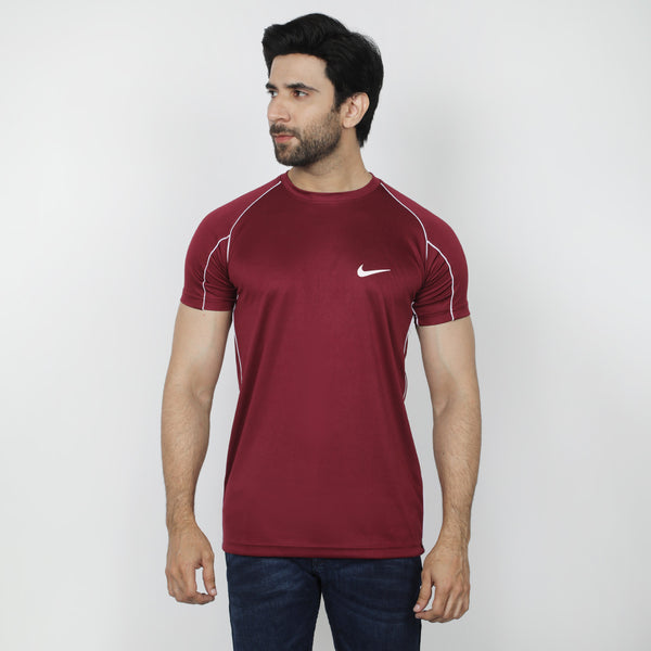 Men's Round Neck Half Sleeves T-Shirt - Maroon