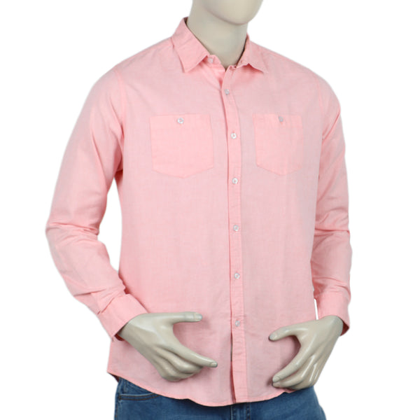 Eminent Men's Casual Chambray Shirt - Peach